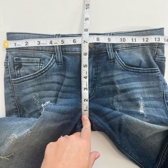 KanCan Women's Mid Wash Low Rise Distressed Skinny‎ Moto Ankle Jeans Size 24 - Picture 13 of 16